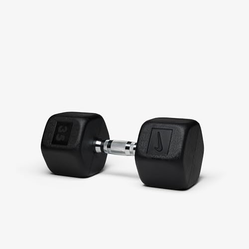 Nike Rubber Hex Dumbbell Pair - color: Black / Black, size: 35 lb