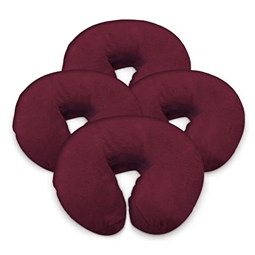 LONDON LINENS Premium Extra Thick 100% Cotton Flannel Massage Face Cradle Cover, Includes 4pcs (4, Burgundy) - color: Burgundy, size: 4