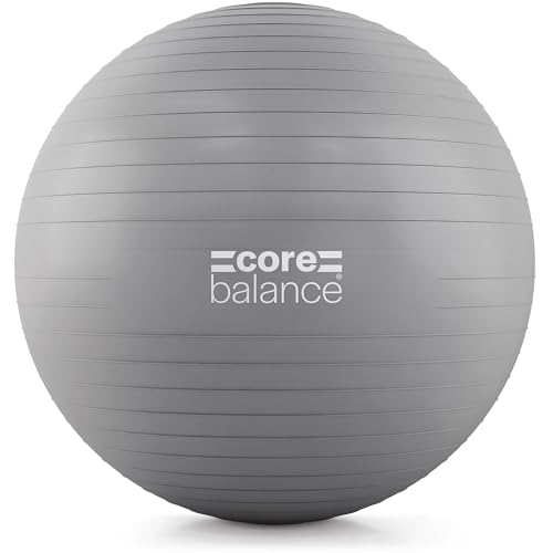 Core Balance Exercise Ball, Stability Ball for Yoga, Pilates and Fitness, Gym Ball for Home Gym and Office Chair, Training, Physical Therapy, Anti Burst, Pump Included, 55cm 65cm 75cm 85cm - color: Grey, size: M (19–22in | 48–55cm)