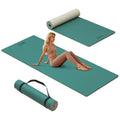 HAHE Wide Yoga Mat 72"x32"x0.4" Thick Pilates Mat with Carrying Strap | Exercise Mats for Home Workout, Wide Non-slip Exercise Mats, Double-Sided POE Fitness Mat for Yoga, Pilates & Travel - color: Cyan+Milk Coffee