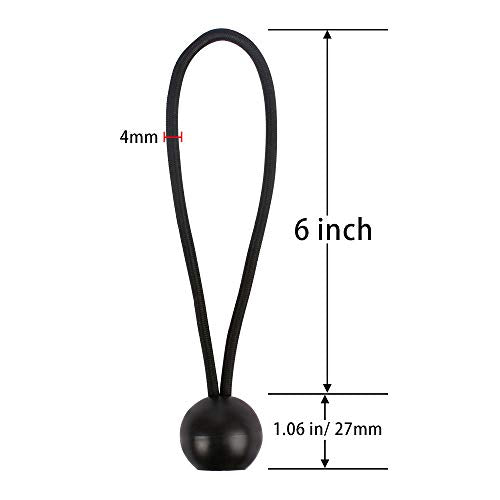 AOPRIE 30 Pcs Bungee Balls 6Inch Black Ball Bungees Heavy Duty Heavyweight 6 inch Tarp Bungee Cords, Weather Resistant Tie Down Strap 4mm Thickness - for Camping, Tents, Cargo, Holding Wire and Hoses - size: 6 In Balls