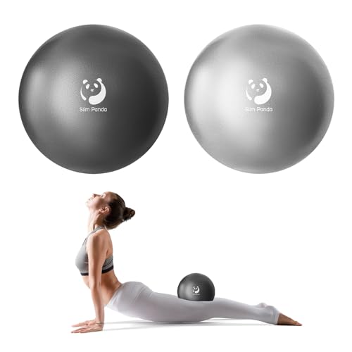 Slim Panda Pilates Ball, 9 Inch Small Exercise Ball, Anti Burst Mini Yoga Ball for Stability, Workout, Barre, Core Strength, Physical Therapy, Balance, Stretching - color: Black & Silver