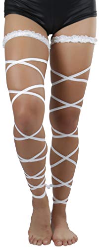 ToBeInStyle Women's Leg Wraps Ravewear Dancewear Elastic Straps Party Garter Music Festivals Costume Accessory Thigh High - color: Garter Wrap - White, size: One Size