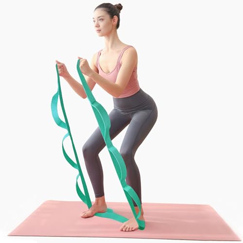 Aozora Yoga Strap Stretching Strap with Loops, Stretch Straps for Physical Therapy, 10 Loops Non-Elastic Exercise Strap for Pilates, Dance and Gymnastics - color: 5pack-Multiple colors, size: 1"W