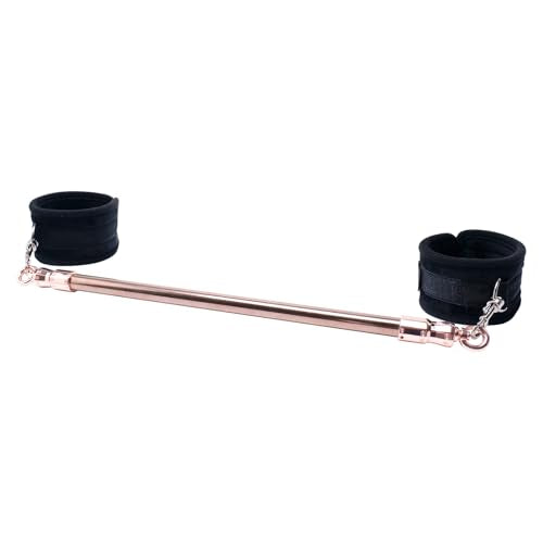 Spreader Bar Stainless Steel Vintage Black Bar with 2pcs Adjustable Straps,Sports Aid Training Fitness Gear Pilates Aid Kit, Home Restore Pilates Indoor Yoga Set - style: Fixed RoseGold+Furry Black Kit