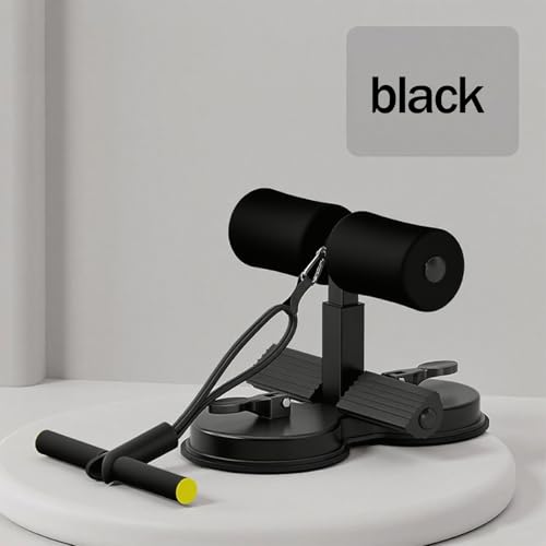 abs master sit up bar,sit ups foot holder with Elastic 2 Suction Cups and Pull Rope Portable Sit Up Assistant Device for Home Workout - color: black