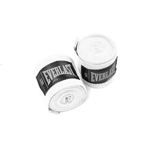 Everlast Core Handwraps 120in – Boxing Hand Wraps for Gloves, Wrist & Knuckle Support - color: White & Black, size: 120 Inch
