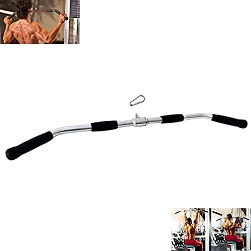 Lat Cable Machine Attachment Curl Pulldown Barbell Revolving Bar, Multi-Exerciser Cable Attachment, Solid Steel Tricep Press Down Bar with Rubber Handgrips & Revolving Hanger - color: 36 Inch