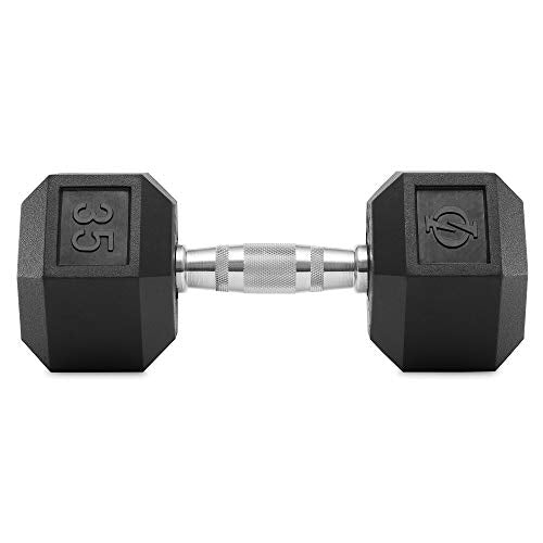 Philosophy Gym Rubber Coated Hex Dumbbell Hand Weights - style: 35 lb - Single