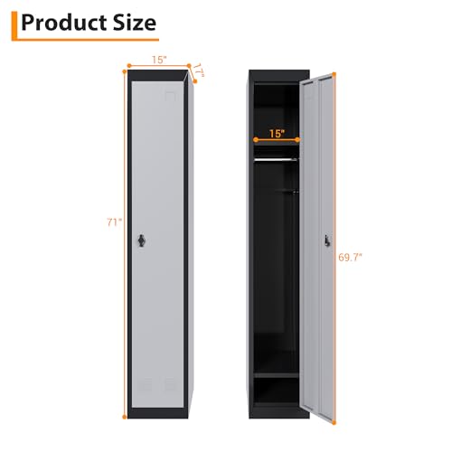 GAOMON Metal Locker, Metal Storage Locker with Shelves and Doors, Perfect for Employees and Students, Ideal for Offices, Schools, Gyms, Homes, and Garages, Assembly Required, Grey & Black