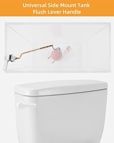 Hibbent Universal Metal Side Mount Toilet Handle Replacement Kit, Brass Toilet Flush Tank Lever with Stainless Steel Flapper Chains for Most Toilets, White Finish - color: White, style: Side Mount