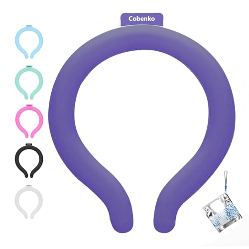 Neck Cooling Tube with Cold Insulated Bag,Reusable 18℃/64℉ Ice Neck Ring Wearable Body Cooling Products for Summer (Navy) - color: Navy