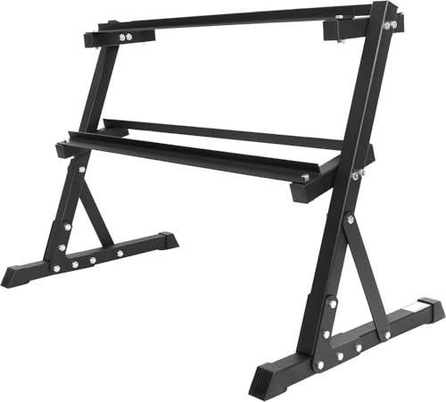 BalanceFrom Dumbbell Rack Stand, Multi-Tier Weight Rack for Dumbbells & Kettlebells, Heavy Duty Home Gym Storage Rack, Includes 25 lb Dumbbell Pair, Black - style: 2 Tier
