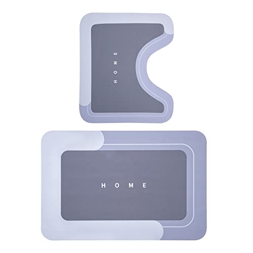 Housego Absorbent Bath Mat, Quick Dry Bath Rug, Non-Slip, 2PCS, Blue | 2PCS Absorbent Bath Mat Magic Rug Sets; Quick Drying Bath Mat Non-Slip Floor Rug Rubber Backed for Bathroom Kitchen Shower - color: Blue, size: 2 PCS (19.7" x 23.6", 19.7" x 31.9")
