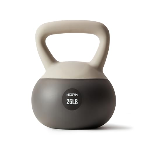 WeGym Soft Kettlebells with Cushioned Impact-Resistant Base and Anti-Slip, Wide-Grip Handle for Home Workouts, Weightlifting, and Full Body Strength Training - color: Sandstone, style: 25LB