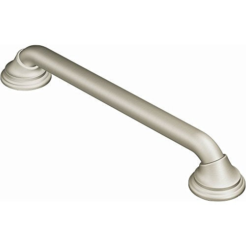 Moen Brushed Nickel Bathroom Safety Ultima 18-Inch Designer Bathroom Grab Bar with Curl Grip for Elderly or Handicapped, R8718D3GBN - color: Brushed Nickel