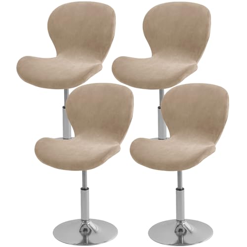 Gollense Bar Stool Covers with Backs, Set of 4 Stretch Jacquard Barstool Seat Covers, Washable Swivel Pub Counter Height Chair Slipcover Protector for Home Kitchen Cafe (Velvet-Camel) - color: Velvet-camel