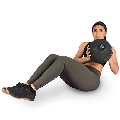 ProsourceFit Slam Medicine Balls 5, 10, 15, 20, 25, 30, 50lbs Smooth and Tread Textured Grip Dead Weight Balls for Strength and Conditioning Exercises, Cardio and Core Workouts - color: Tread - Black, size: 20 LB
