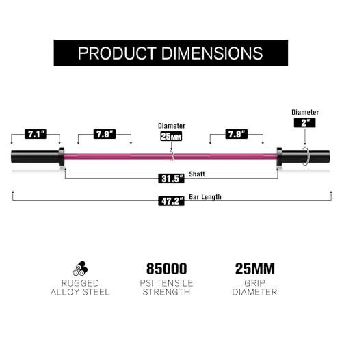 RitFit Barbell Weight Set - 4/6FT Olympic Barbell with Weight Plates (55-115LB Total) - Weightlifting Equipment for Squats, Curls, Deadlifts, Presses, Hip Thrusts - color: Black/Pink, size: 4FT With 35LB Plates