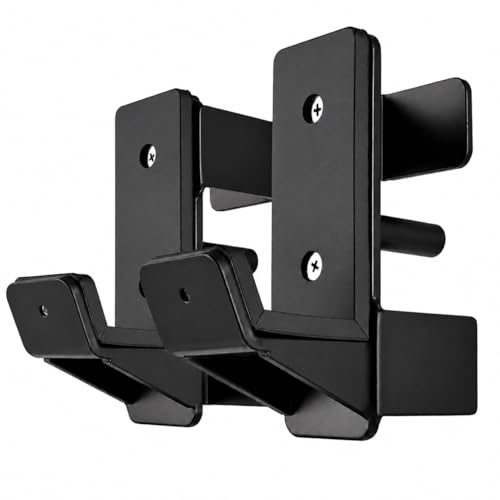 J Hooks for 2" x 2" Power Rack, Rubber Pad J-Hook for Power Cage, Bottom Reinforced Steel J Cups for Squat Rack, Heavy Duty Barbell Holder, Black - size: for 2"x2" Rack with 5/8" Hole