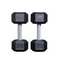 Rep Fitness Rubber Hex Dumbbell(s) - Singles (55LB +) and Pairs (5LB - 50LB) - Low Odor, Fully Knurled Handle - style: 25 LB Pair