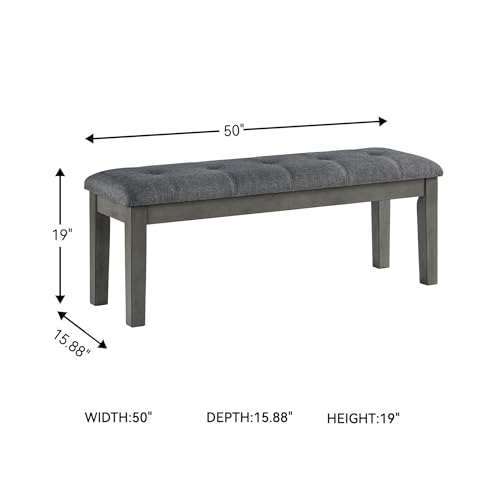 Signature Design by Ashley Hallanden Rustic Tufted Upholstered Dining Room Bench, Gray - color: Grey, style: Bench