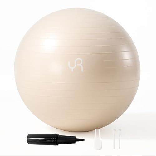 YR Exercise Ball Large Yoga Ball for Workout Pregnancy Stability - color: White, size: 65CM
