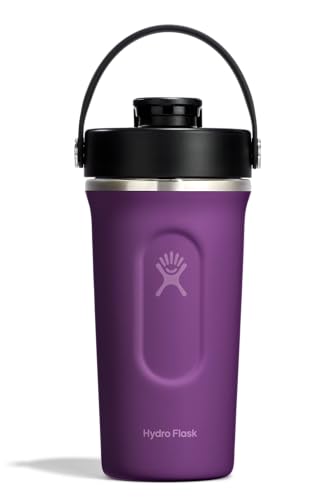 Hydro Flask Shaker Bottle – Insulated Stainless Steel Gym Bottle for Pre Workout & Protein 24 Oz Beachplum Purple - color: Beachplum
