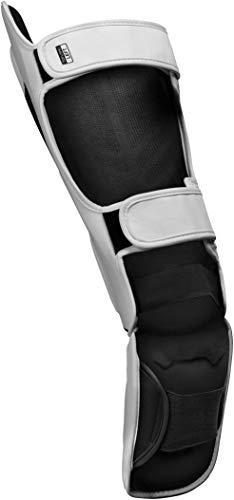 Hayabusa T3 Striking Shinguards - Men and Women | MMA Protection, Muay Thai Kickboxing, Sparring Pads, Martial Arts Gear, Adjustable Straps, Impact Padding, Elastic Fit - color: White/Black, size: Large