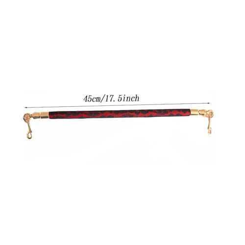 Spreader Bar Wooden Black PU Bar Home Gym with 2pcs Furry Black Adjustable Straps,Sports Aid Training Fitness Gear Pilates Aid Kit,Indoor Yoga Set - style: Lace Red+Red Kit
