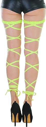 ToBeInStyle Women's Leg Wraps Ravewear Dancewear Elastic Straps Party Garter Music Festivals Costume Accessory Thigh High - color: Elastic Garter Wrap - Neon Green, size: One Size