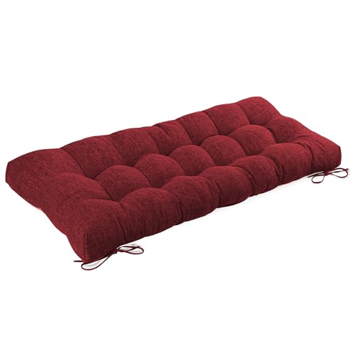 Indoor Bench Cushion for Indoor Furniture 48"x19" Red 1 Pc | Thick, Stay in Place, Textured Fabric, for Entryway Window Shoe Storage and Kitchen Bench, Comfort Sitting, Upgrade Decor - color: Red