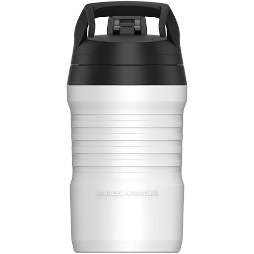 Under Armour 32 oz Insulated Water Bottles - Sports Water Jug with Fence Hook, Leak Resistant for Baseball, Football & More, 32 oz Insulated, White/Black - color: White/Black, size: 32 Ounces