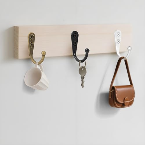 20 Pcs Key Hooks Coat Hooks for Hanging, Key Holder, Wall Mount Hook with Stainless Steel Screws, Command Hooks Utility Hangers for Key, Hat, Cup, Coat, Picture (White) - color: White