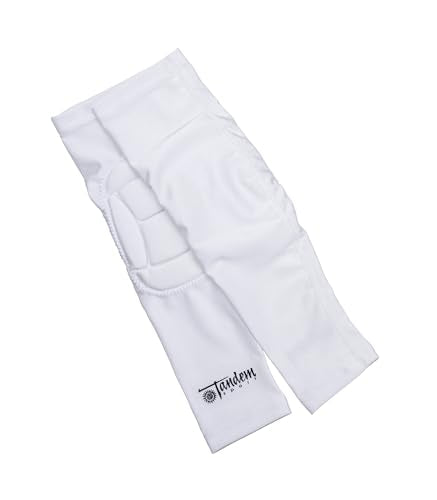 Tandem Sport Padded Arm Sleeves - Compression Sleeves with Built-In Elbow Padding to Reduce Injury & Stress - color: White, size: Large-X-Large