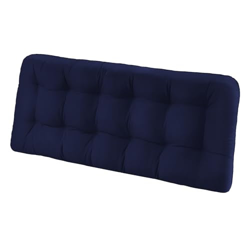 Tufted Bench Cushions for Outdoor Furniture, 59" x 18" Porch Swing Cushions Filled with Foam, Overstuffed Patio Cushions for Bench Loveseat with 2-3 Seats,Thick and Water Resistant, Navy - color: Navy, size: 59" x 18" x 5"