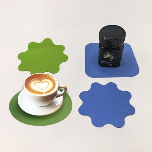4 Pack Rubber Jar Opener Gripper Pads, Non-Slip Silicone Jar Opener for Seniors, Arthritis, Weak Hands – Easy to Twist Off Small & Large Lids, Bottle Openers, Blue & Green Set (Flowers)