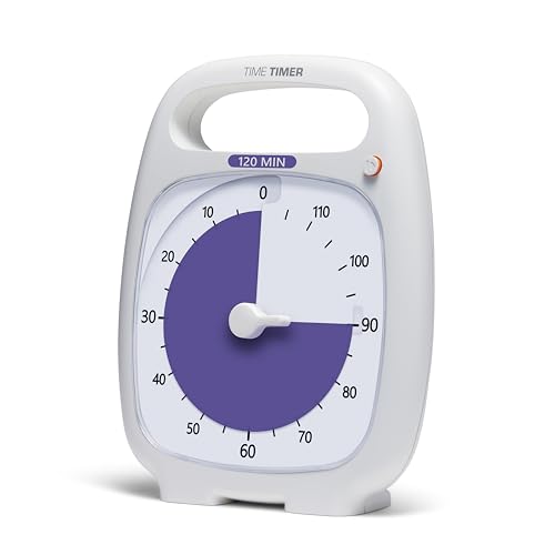 TIME TIMER PLUS 120 Minute Desk Visual Timer Countdown Timer with Portable Handle for Classroom, Office, Homeschooling, Study Tool, with Silent Operation (White) - size: 5-1/2 x 7 in, style: 120 Minutes
