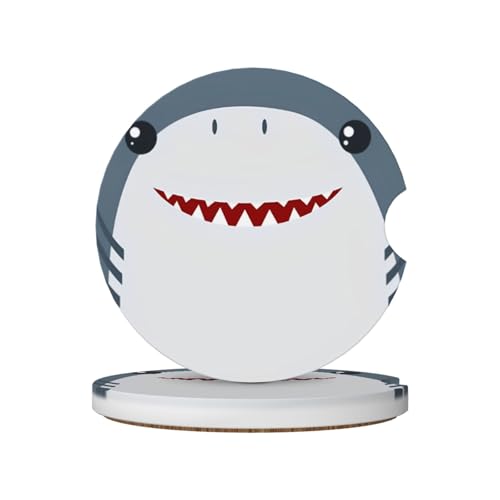 Shark Car Coasters for Cup Holders, 2 Pack Absorbent Ceramic Drink Cup Coaster for Women Men, Auto Interior Accessories - color: T24