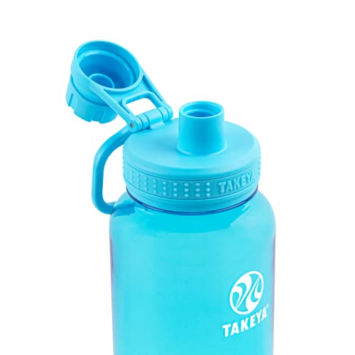 Takeya Tritan Sport Water Bottle with Spout Lid - BPA-Free & Dishwasher-Safe Water Bottle - Reusable Bottle with Lid Handle - Simple Leak-Proof Water Bottle - 40 oz, Breezy Blue - color: Breezy Blue, size: 40 Ounces