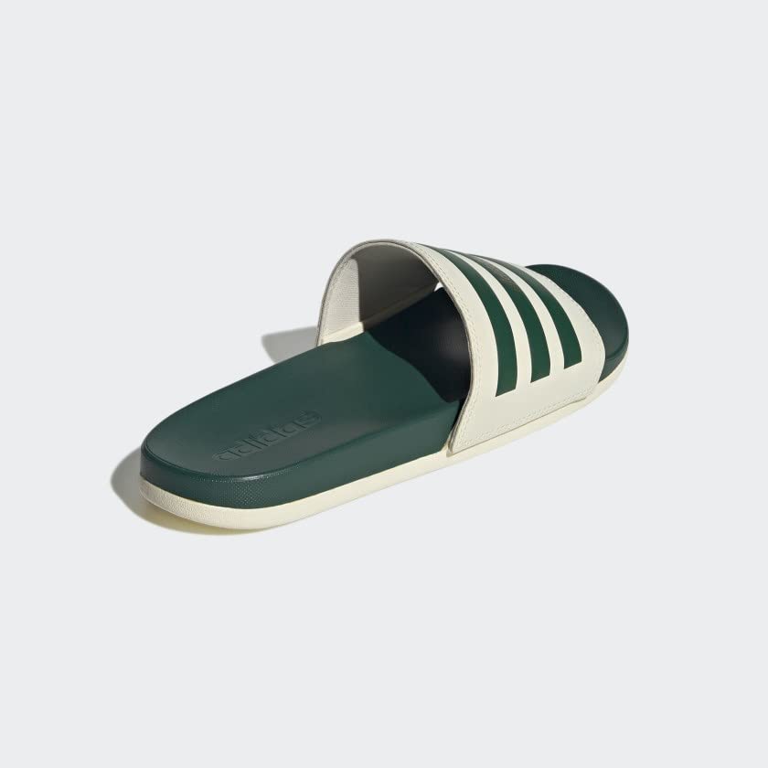 adidas Women's Adilette Comfort Slides - color: Wonder White/Collegiate Green/Gold Metallic, size: 19 Women/18 Men