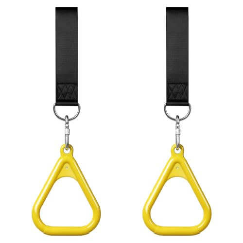 LadyRosian Trapeze Bar Swing Monkey Bars Hanging Ninja Rings Warrior Slackline Obstacle Course Kits for Kid Playground Equipment Accessories (Yellow) - color: Yellow