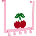 Reallnaive Cherry Over The Door Hooks Pink Cute Bathroom Decor Hanger Wall Mount Rack Holder for Towel, Hat, Coat, Cloth, Keychain, Bag, Home Organizer - style: Pink Cherry