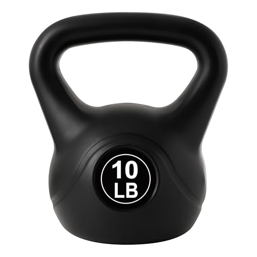 ALTLER Vinyl Plastic Concrete Kettlebell 10-50LBS Safe Strength Training Kettlebell Anti-Slip Grip Weight for Home Workouts and Men/Women/Beginners - size: 10LB