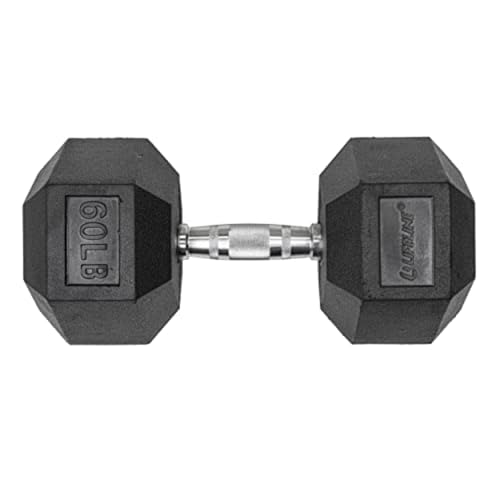 Lifeline Fitness Hex Dumbbells, Rubber Wrapped Hex Dumbbells, Premium Quality, Ergonomic Knurled Handle, Dumb Bells for Exercise, Home Gym Exercise Weights - style: 60 lb