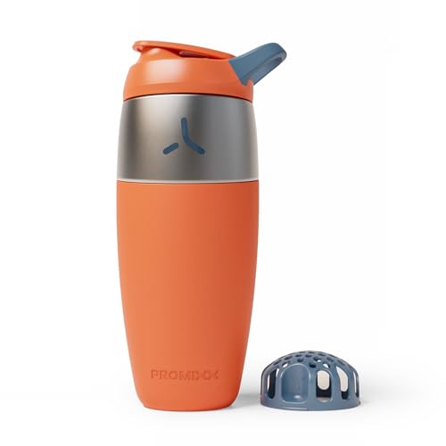 Promixx Pursuit Stainless Steel Shaker Bottle - 32oz Lightweight Metal Protein Mixer with Snap-Fit Agitator for Smooth Shakes - Leak-Proof Gym Shaker Cup for Fitness & Travel - Burnt Orange - color: Burnt Orange, style: 32oz