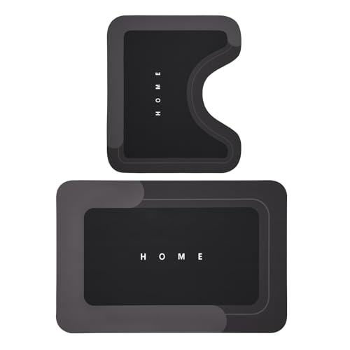 Housego Absorbent Bath Mat, Quick Dry Bath Rug, Non-Slip, 2PCS, Black | 2PCS Absorbent Bath Mat Magic Rug Sets; Quick Drying Bath Mat Non-Slip Floor Rug Rubber Backed for Bathroom Kitchen Shower - color: Black, size: 2 PCS (19.7" x 23.6", 19.7" x 31.9")