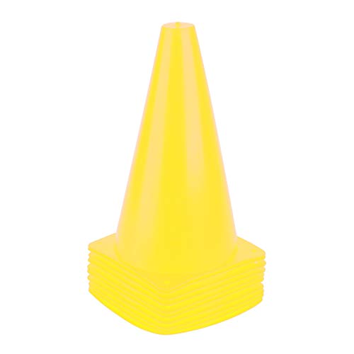9 Inch Plastic Training Traffic Cones, Sport Cones, Agility Field Marker Cones for Soccer Basketball Football Drills Training, Outdoor Activity or Events - (Set of 10, 12, 15 or 24, 4 Colors) - color: 10 Pack Yellow
