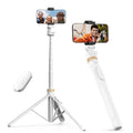 SENSYNE 72" Phone Tripod, Extendable for iPhone & Selfie Stick with Detachable Phone Holder & Wireless Remote, Compatible with All Cell Phones, Camera (White) - color: White