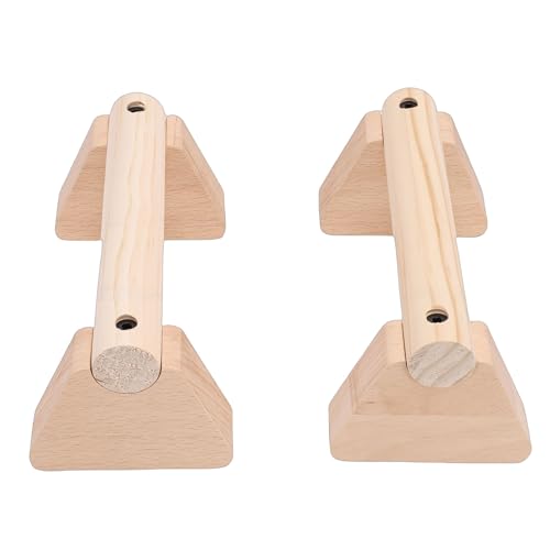 2Pcs Parallettes Push Up Bar, Wooden Parallettes Handle Stands Grip Body Strength Training, Push Up Stand with Anti Slip Pad, Balance Beam Exercise for Men Strength Training (20cm)